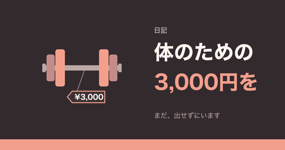 体のための3,000円を、まだ出せずにいます